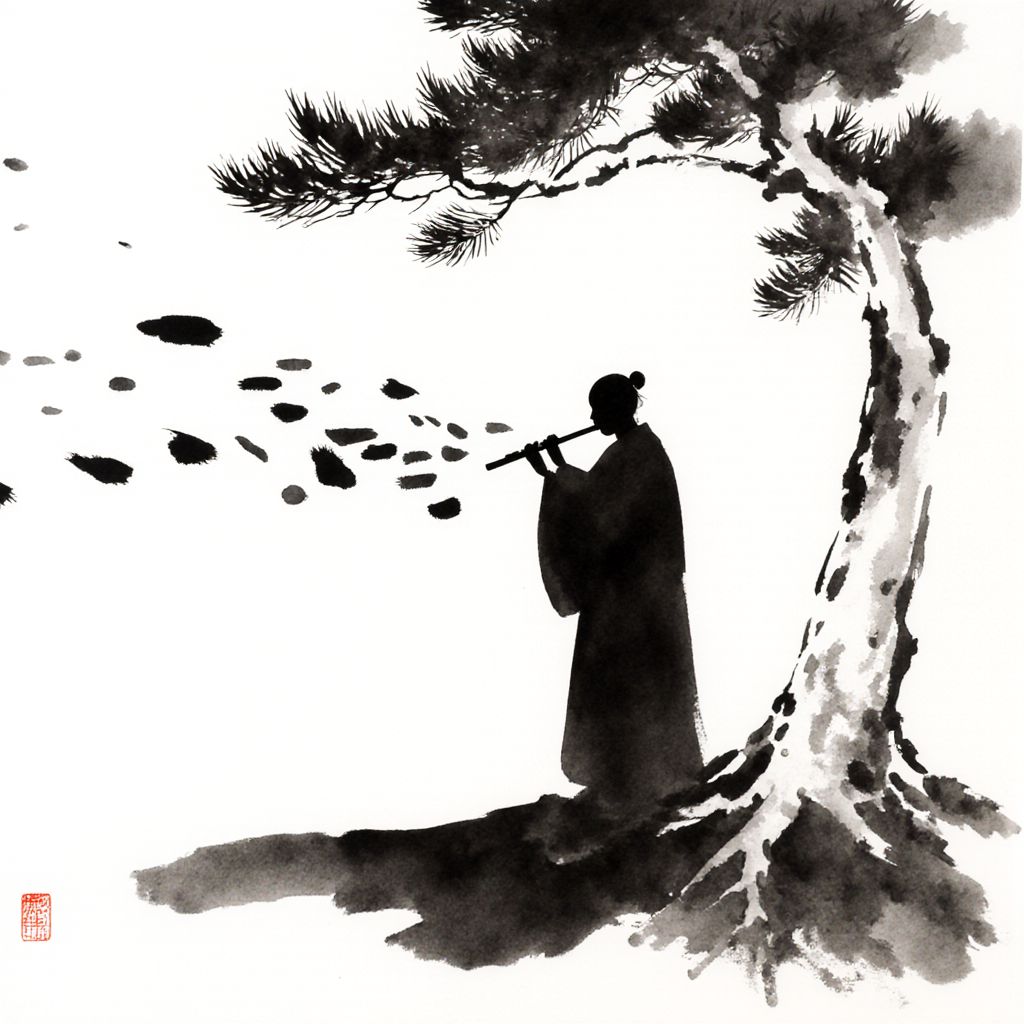 5.b. Zen Ink Wash (Japanese Sumi-e)